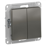Переключатель двухклавишный Schneider Electric Atlas Design сталь