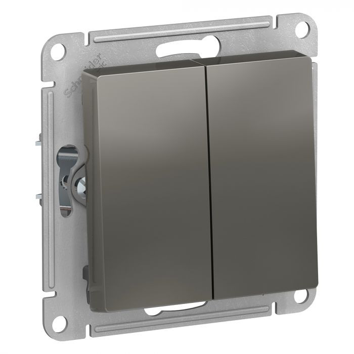 Переключатель двухклавишный Schneider Electric Atlas Design сталь