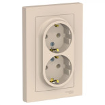 Розетка двойная Schneider Electric Atlas Design в сборе, бежевая