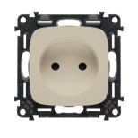 Розетка силовая Legrand Valena Allure 2K со шторками, слоновая кость 753016+754976