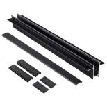 135230 SHINO NT23 118 черный Шинопровод для встраиваемого монтажа в ГКЛ (заглушки 2шт, прямые соединители 2шт, крышка из пластика) IP20 48V FLUM