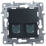 Розетка RJ-45 Legrand Etika двойная, cat. 5e, антрацит 672655
