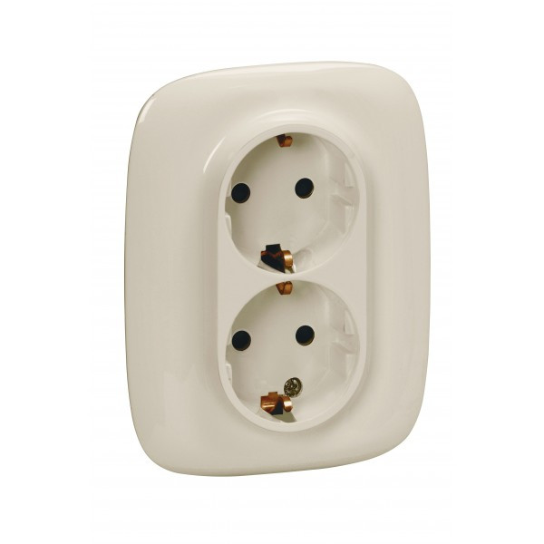 Розетка двойная Legrand Valena Allure 2x2K+3 со шторками, слоновая кость 753826