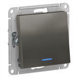Переключатель одноклавишный Schneider Electric Atlas Design с подсветкой, сталь