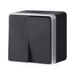 Выключатель двухклавишный влагозащищенный Gallant черный с серебром W5020234 W5020234