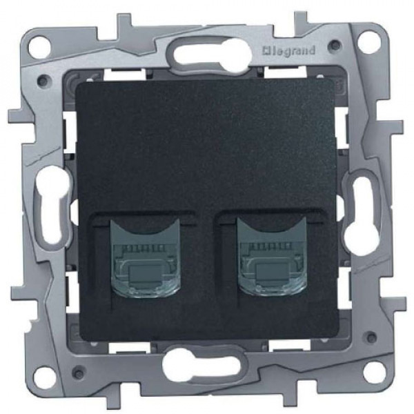 Розетка RJ-11+RJ-45 Legrand Etika антрацит 672652