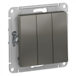 Выключатель трехклавишный Schneider Electric Atlas Design сталь
