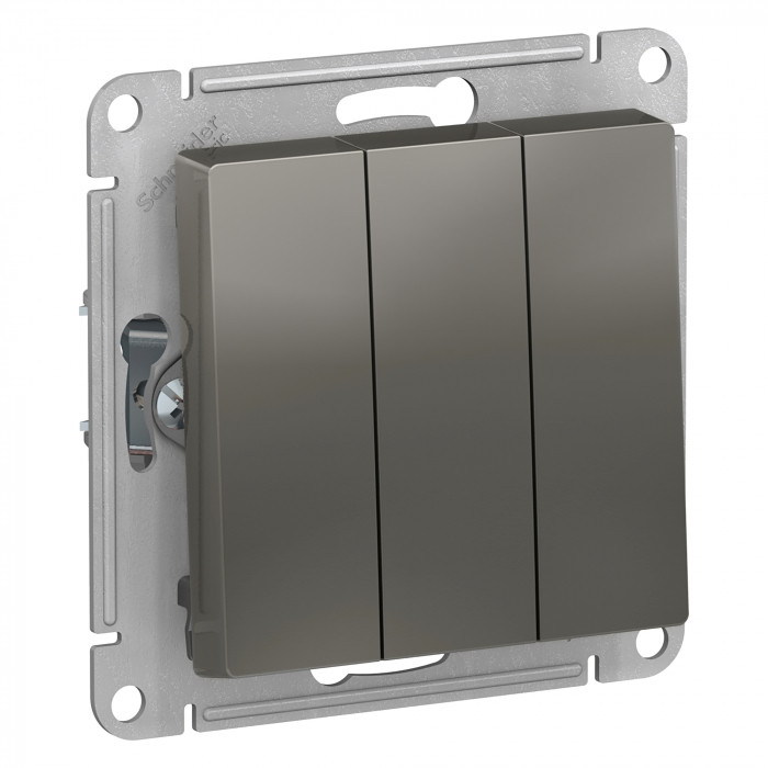 Выключатель трехклавишный Schneider Electric Atlas Design сталь