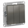 Выключатель трехклавишный Schneider Electric Atlas Design сталь