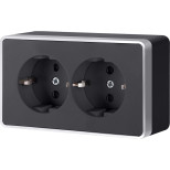 Розетка двойная с заземлением Gallant черный с серебром W5072134 W5072134