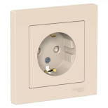 Розетка силовая Schneider Electric Atlas Design со шторками, в сборе, бежевая