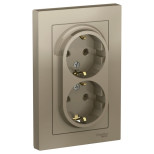 Розетка двойная Schneider Electric Atlas Design в сборе, шампань