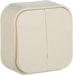 Выключатель двухклавишный Legrand Quteo слоновая кость 782232