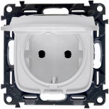 Розетка силовая Legrand Valena Allure 2K+3 с крышкой, со шторками, жемчуг 753030+754849