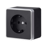 Розетка с заземлением и шторками Gallant черный с серебром W5071134 W5071134