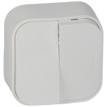 Переключатель двухклавишный Legrand Quteo белый 782206