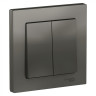 Выключатель двухклавишный Schneider Electric Atlas Design в сборе с рамкой, сталь