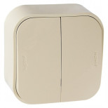 Переключатель двухклавишный Legrand Quteo слоновая кость 782236