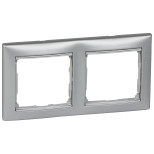 Рамка Legrand Valena Classic на 2 поста, алюминий/серебряный штрих 770352
