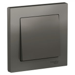 Выключатель одноклавишный Schneider Electric Atlas Design в сборе с рамкой, сталь