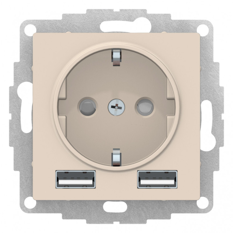 Розетка силовая+USB Schneider Electric Atlas Design бежевая