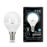 105101210 Комплект ламп Gauss LED Шар E14 9.5W 950lm 4100K 1/10/50