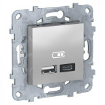 Зарядное устройство USB+ Type C Schneider Electric Unica New алюминий