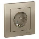 Розетка силовая Schneider Electric Atlas Design со шторками, в сборе, шампань