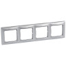 Рамка Legrand Valena Classic на 4 поста, алюминий/серебряный штрих 770354