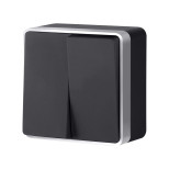 Выключатель двухклавишный Gallant черный с серебром W5020034 W5020034