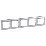 Рамка Legrand Valena Classic на 5 постов, алюминий/серебряный штрих 770355