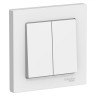 Выключатель двухклавишный Schneider Electric Atlas Design в сборе с рамкой, белый
