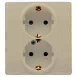 Розетка двойная Legrand Etika 2x2K+3 со шторками, слоновая кость 672333