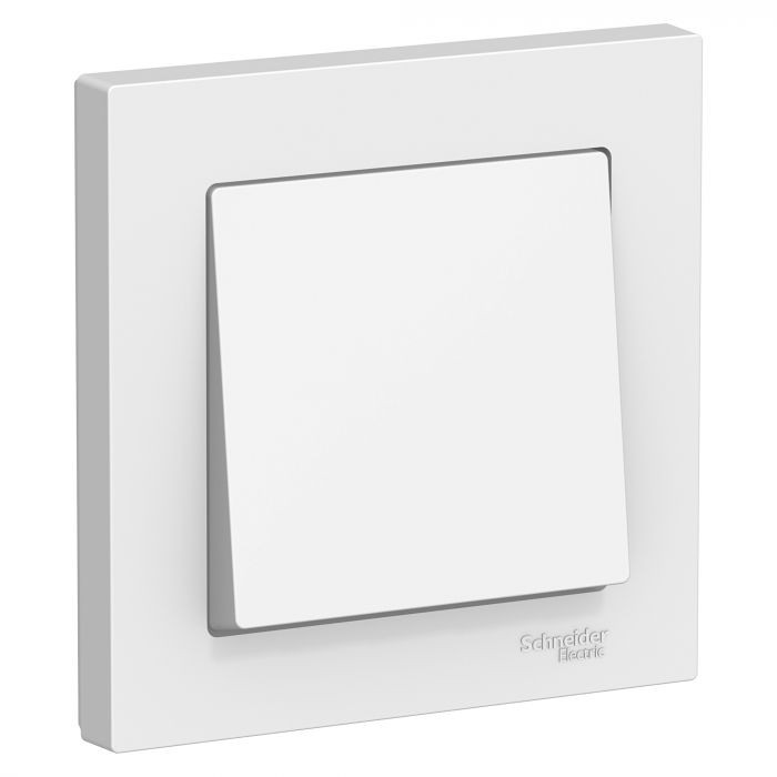 Выключатель одноклавишный Schneider Electric Atlas Design в сборе с рамкой, белый