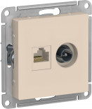 Розетка TV+RJ-45 Schneider Electric Atlas Design бежевая