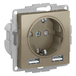 Розетка силовая+USB Schneider Electric Atlas Design шампань