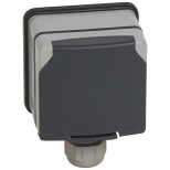 Розетка Legrand Plexo IP66 3К+Н+3 со шторками, в сборе 090457