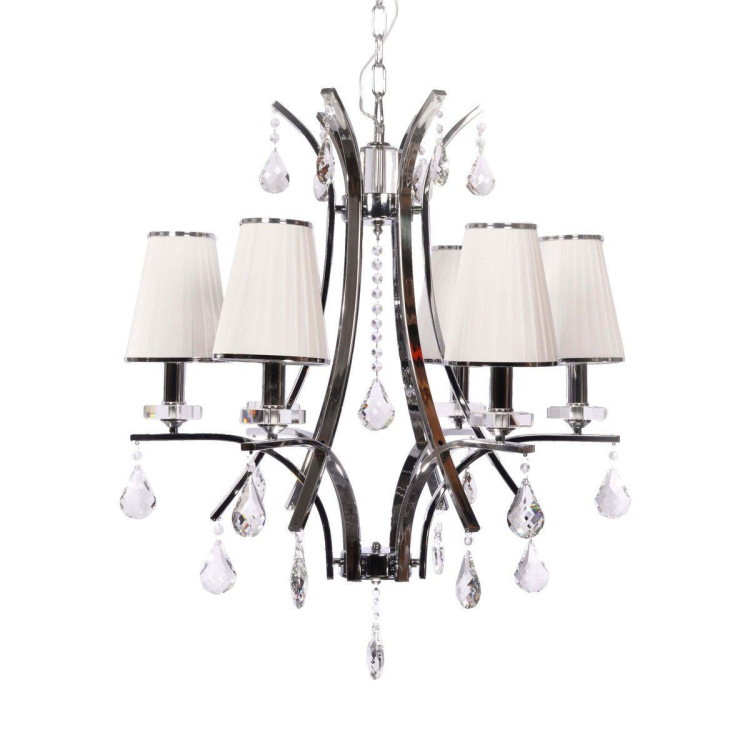 Подвесная люстра Lumina Deco Glamour LDP 66247-6 WT+CHR Подвесная люстра Lumina Deco Glamour LDP 66247-6 WT+CHR