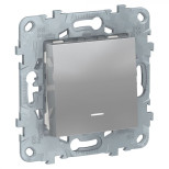Кнопка Schneider Electric Unica New с подсветкой, алюминий