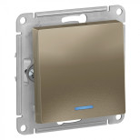 Выключатель одноклавишный Schneider Electric Atlas Design с подсветкой, шампань