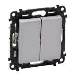 Выключатель двухклавишный Legrand Valena Life алюминий 752605