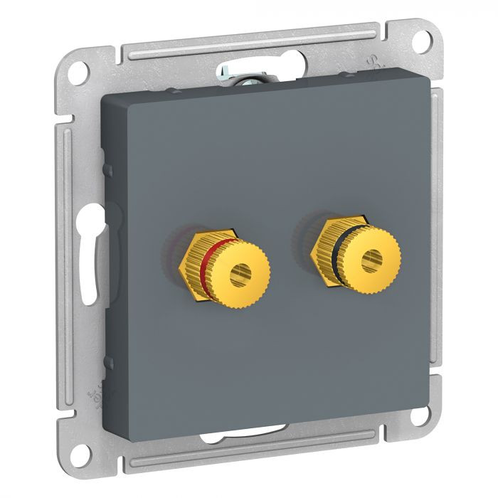 Аудиорозетка Schneider Electric Atlas Design двухместная, грифель