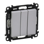 Выключатель трехклавишный Legrand Valena Life алюминий 752603