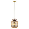 5042/1A PENDANT ODL24 445 античн.бронза/янтарный/металл/стекло/эко.кожа Подвес E27 1*60W JUGI